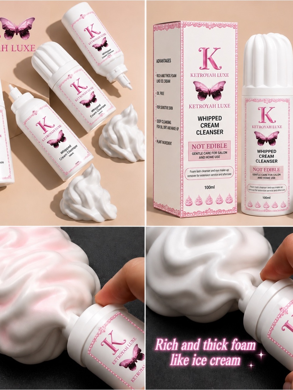 Lashestar Whipped Cream Cleanser – White Gentle Foam Makeup Remover